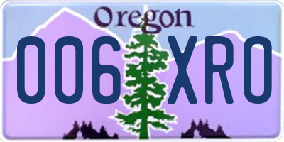 OR license plate 006XRO