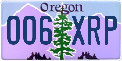 OR license plate 006XRP