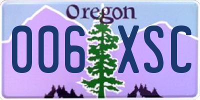 OR license plate 006XSC