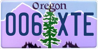 OR license plate 006XTE