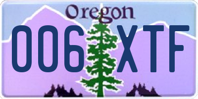 OR license plate 006XTF
