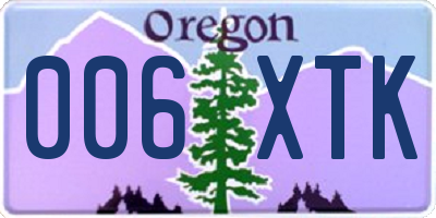 OR license plate 006XTK