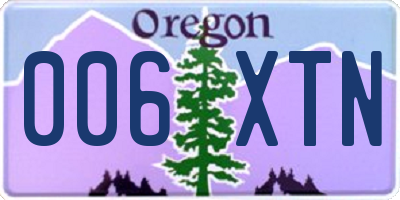 OR license plate 006XTN