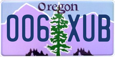 OR license plate 006XUB