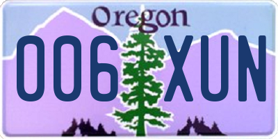 OR license plate 006XUN
