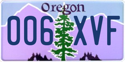 OR license plate 006XVF