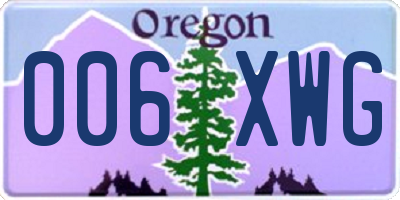 OR license plate 006XWG