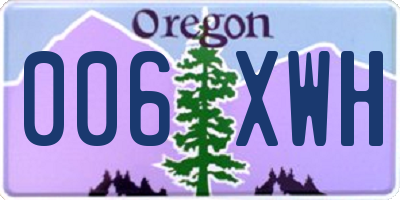 OR license plate 006XWH