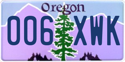 OR license plate 006XWK
