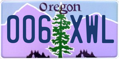 OR license plate 006XWL