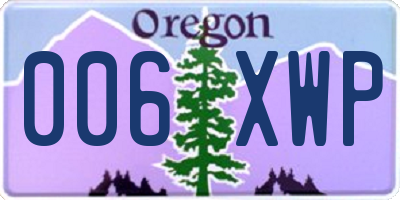 OR license plate 006XWP