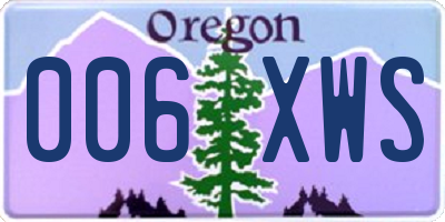 OR license plate 006XWS