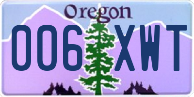 OR license plate 006XWT