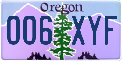 OR license plate 006XYF