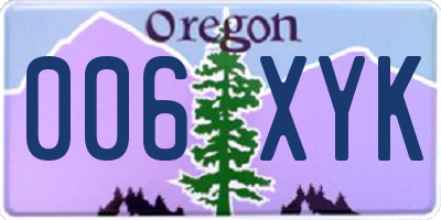 OR license plate 006XYK