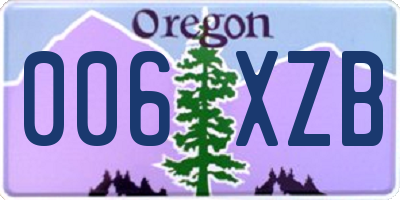OR license plate 006XZB