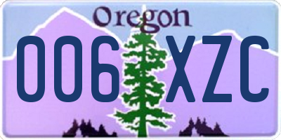 OR license plate 006XZC