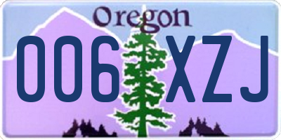 OR license plate 006XZJ