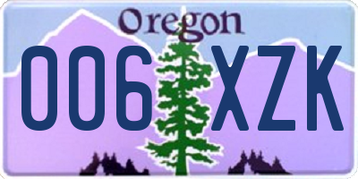 OR license plate 006XZK