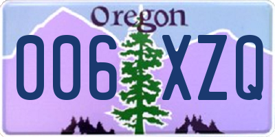 OR license plate 006XZQ