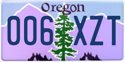 OR license plate 006XZT
