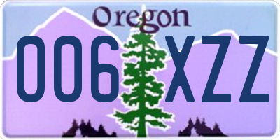 OR license plate 006XZZ