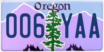 OR license plate 006YAA
