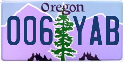 OR license plate 006YAB