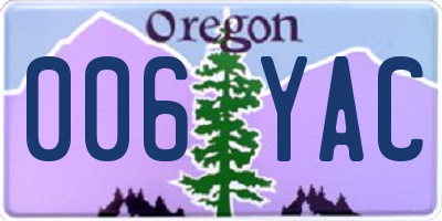 OR license plate 006YAC
