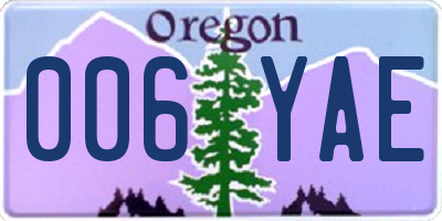OR license plate 006YAE