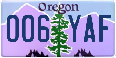 OR license plate 006YAF