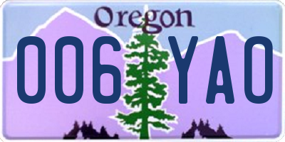 OR license plate 006YAO