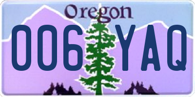 OR license plate 006YAQ