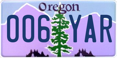 OR license plate 006YAR