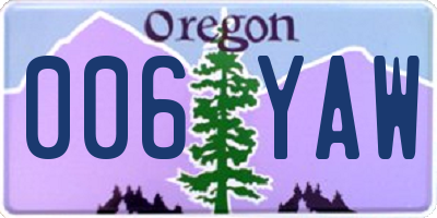 OR license plate 006YAW
