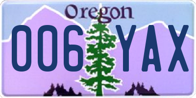 OR license plate 006YAX