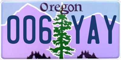 OR license plate 006YAY