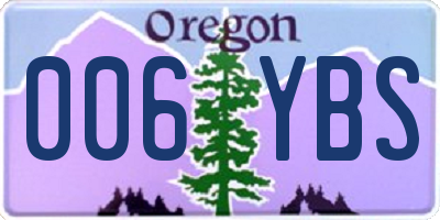 OR license plate 006YBS