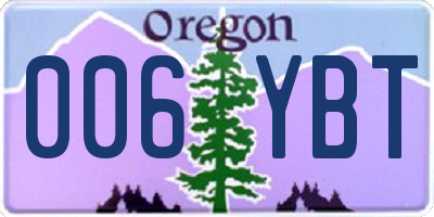 OR license plate 006YBT