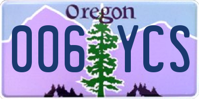 OR license plate 006YCS