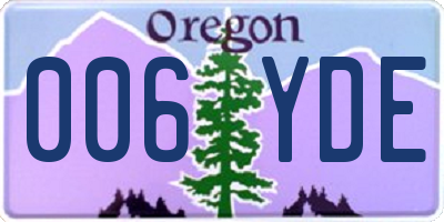 OR license plate 006YDE