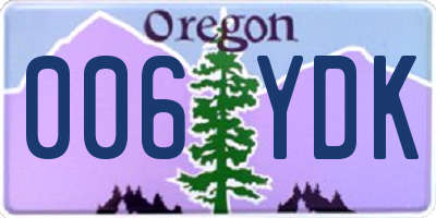 OR license plate 006YDK