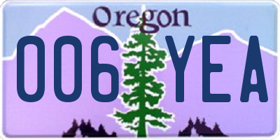 OR license plate 006YEA