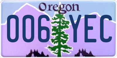 OR license plate 006YEC