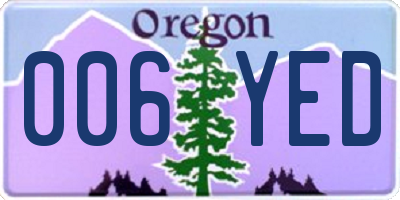 OR license plate 006YED