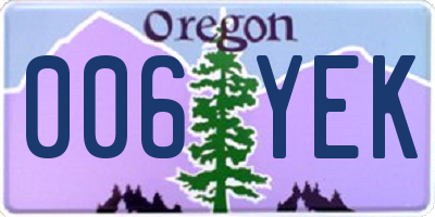 OR license plate 006YEK