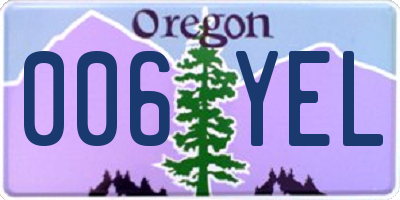 OR license plate 006YEL