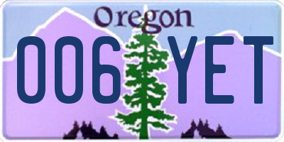 OR license plate 006YET