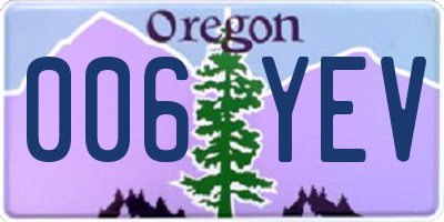 OR license plate 006YEV