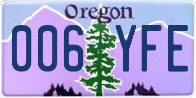 OR license plate 006YFE